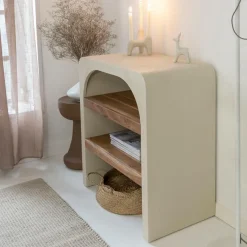 Table Console<Made in Meubles Petite console en bois effet béton et bois d'acacia Dalva