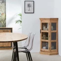 Vitrine<Made in Meubles Petite vitrine d'angle en bois d'acacia Esmée