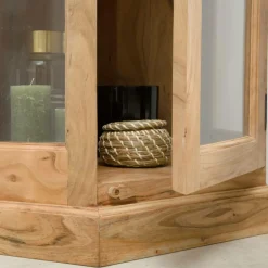 Vitrine<Made in Meubles Petite vitrine d'angle en bois d'acacia Esmée