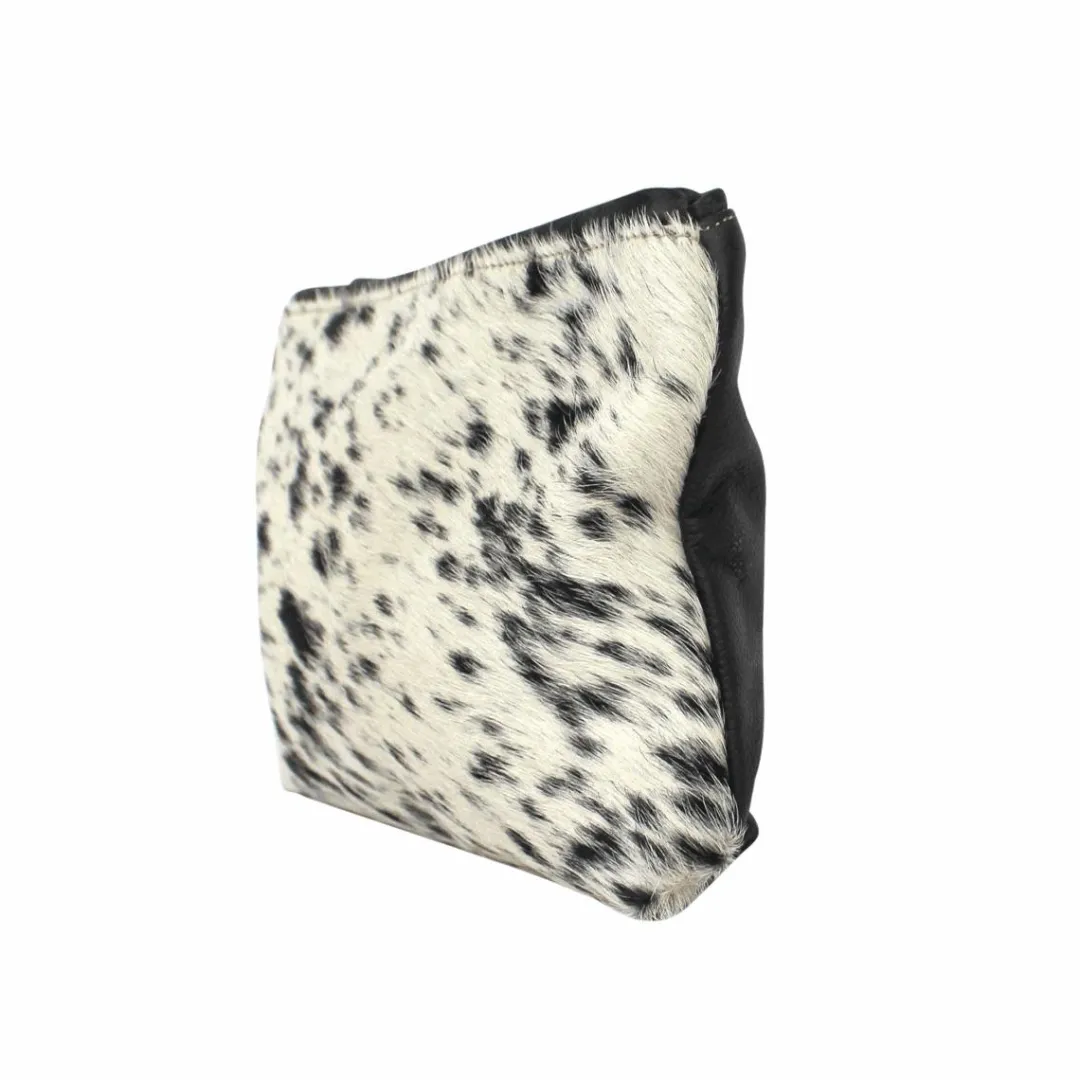 Décoration<Made in Meubles Pochette en cuir et peau de vache, noir et blanc