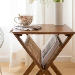 Bout De Canapé & Sellette|Décoration<Made in Meubles Porte revue en bois de manguier et cannage Charline