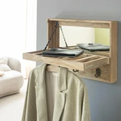 Etagère|Portant & Porte-Manteau<Made in Meubles Porte-manteau en bois de manguier avec miroir Marley