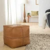 Fauteuil<Made in Meubles Pouf en cuir 1 place marron Gaetan
