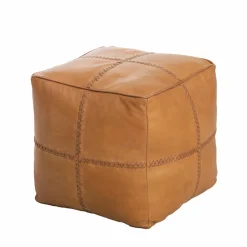 Fauteuil<Made in Meubles Pouf en cuir 1 place marron Gaetan