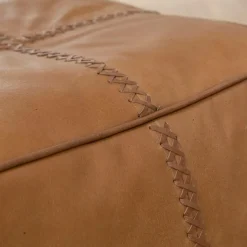 Fauteuil<Made in Meubles Pouf en cuir 1 place marron Gaetan