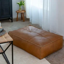 Banc<Made in Meubles Pouf en cuir grand modèle Mina