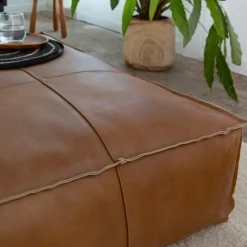 Banc<Made in Meubles Pouf en cuir grand modèle Mina