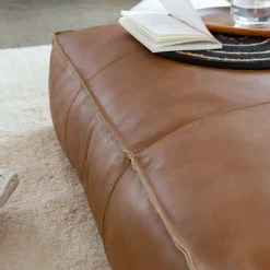 Banc<Made in Meubles Pouf en cuir grand modèle Mina