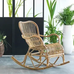 Fauteuil<Made in Meubles Rocking chair vintage en rotin Rattan