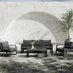 Salon De Jardin<Made in Meubles Salon de jardin 5 places gris foncé Auguste