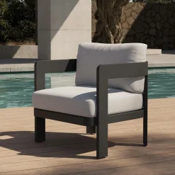 Salon De Jardin<Made in Meubles Salon de jardin en aluminium gris foncé Loréa