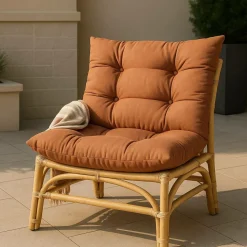 Salon De Jardin<Made in Meubles Salon de jardin en rotin avec coussins terracotta Rattan