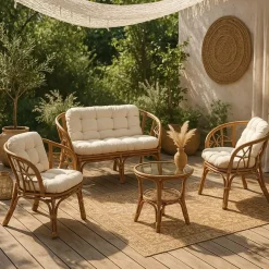 Salon De Jardin<Made in Meubles Salon de jardin en rotin 4 places Rattan
