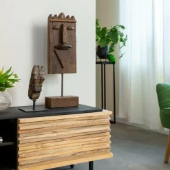 Décoration<Made in Meubles Sculpture visage en bois Liséa