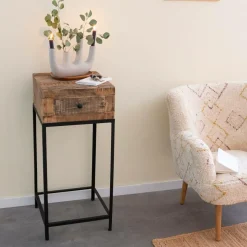 Bout De Canapé & Sellette<Made in Meubles Sellette en bois recyclé et métal Vicky