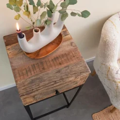 Bout De Canapé & Sellette<Made in Meubles Sellette en bois recyclé et métal Vicky