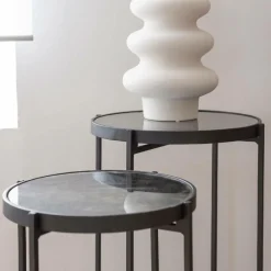 Table Gigogne|Bout De Canapé & Sellette<Made in Meubles Sellette gigogne en métal et en verre Florian