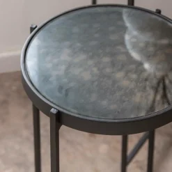 Table Gigogne|Bout De Canapé & Sellette<Made in Meubles Sellette gigogne en métal et en verre Florian