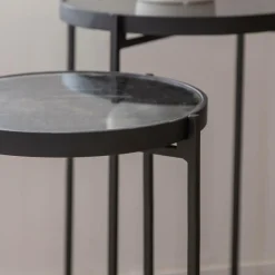 Table Gigogne|Bout De Canapé & Sellette<Made in Meubles Sellette gigogne en métal et en verre Florian