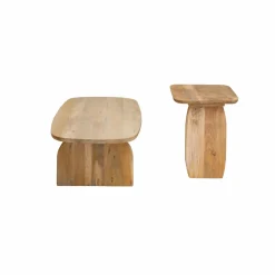 Table Basse<Made in Meubles Set de 2 tables basses en bois de manguier Tom