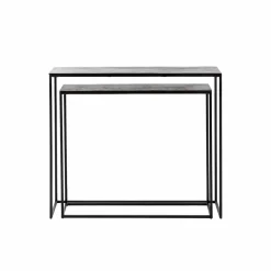 Table Console<Made in Meubles Set de deux consoles en aluminium et métal noir Linda