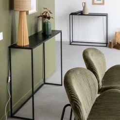 Table Console<Made in Meubles Set de deux consoles en aluminium et métal noir Linda