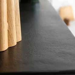 Table Console<Made in Meubles Set de deux consoles en aluminium et métal noir Linda