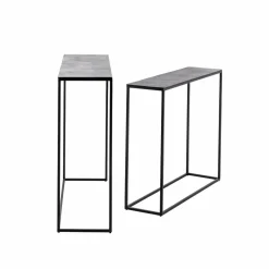 Table Console<Made in Meubles Set de deux consoles en aluminium et métal noir Linda