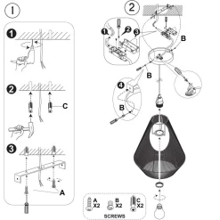 Suspension<Made in Meubles Suspension corde en papier gris Antonin