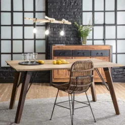 Suspension<Made in Meubles Suspension en bois et métal 3 lampes Naomi