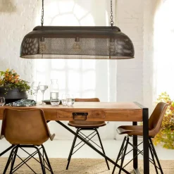 Suspension<Made in Meubles Suspension en métal noire intérieur doré Clémence