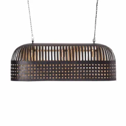 Suspension<Made in Meubles Suspension striée en métal noir Luna