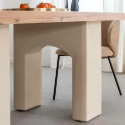 Table À Manger<Made in Meubles Table à manger en bois d'acacia et pieds en bois effet béton Dalva