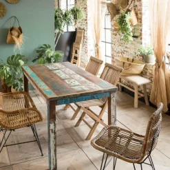 Table À Manger<Made in Meubles Table à manger en bois recyclé coloré Ethnik