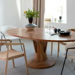 Table À Manger<Made in Meubles Table à manger ovale en bois d'acacia 220 cm Sauge