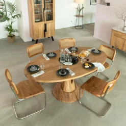 Table À Manger<Made in Meubles Table à manger ovale en bois d'acacia 175 cm Sauge