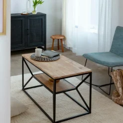 Table Basse<Made in Meubles Table basse à  double plateau en bois d'acacia Flavia