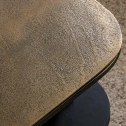 Table Basse<Made in Meubles Table basse avec plateau en aluminium doré et métal noir Victoria