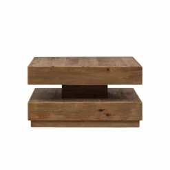 Table Basse<Made in Meubles Table basse carrée à double plateau en bois recyclé Blaise