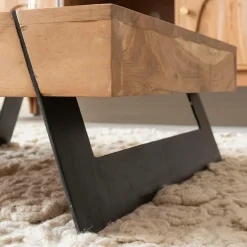 Table Basse<Made in Meubles Table basse carrée en bois d'acacia et métal Cassius