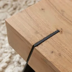 Table Basse<Made in Meubles Table basse carrée en bois d'acacia et métal Cassius