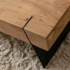 Table Basse<Made in Meubles Table basse carrée en bois d'acacia et métal Cassius