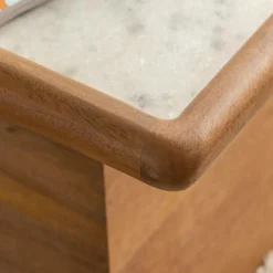 Table Basse<Made in Meubles Table basse carrée en bois de manguier et marbre Adler