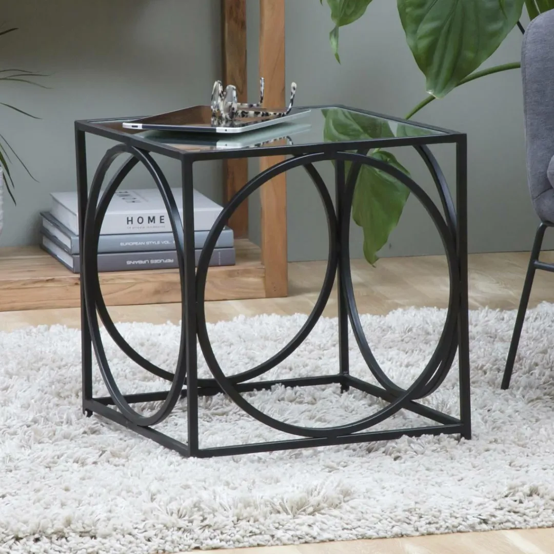 Table Basse<Made in Meubles Table basse carrée en métal noir Zélie