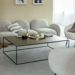 Table Basse<Made in Meubles Table basse en aluminium doré et métal noir Victoria