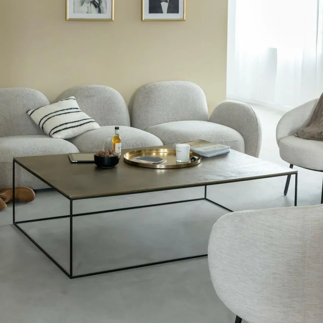 Table Basse<Made in Meubles Table basse en aluminium doré et métal noir Victoria