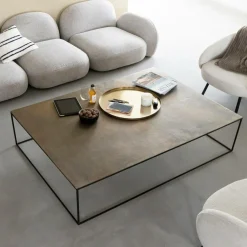 Table Basse<Made in Meubles Table basse en aluminium doré et métal noir Victoria