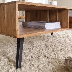 Table Basse<Made in Meubles Table basse en bois d'acacia et pierre Yvan