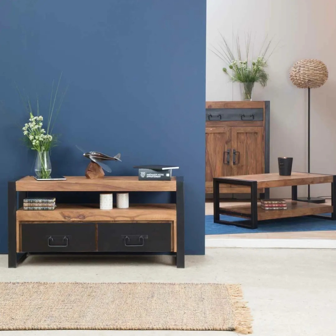 Table Basse<Made in Meubles Table basse en bois d'acacia 120 cm Havana