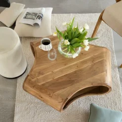 Table Basse<Made in Meubles Table basse en bois d'acacia et métal Ian